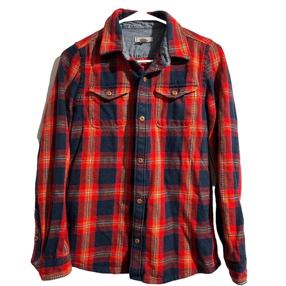 Outerknown Blanket Shirt Youth XL Red Blue Plaid Organic Cotton Shacket